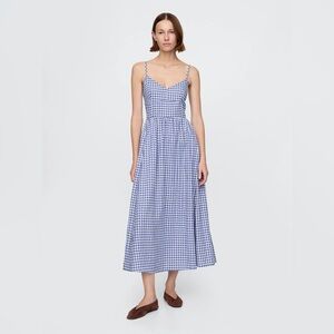 GAP Corset Maxi Dress Blue and White Gingham Checkered NWT Small